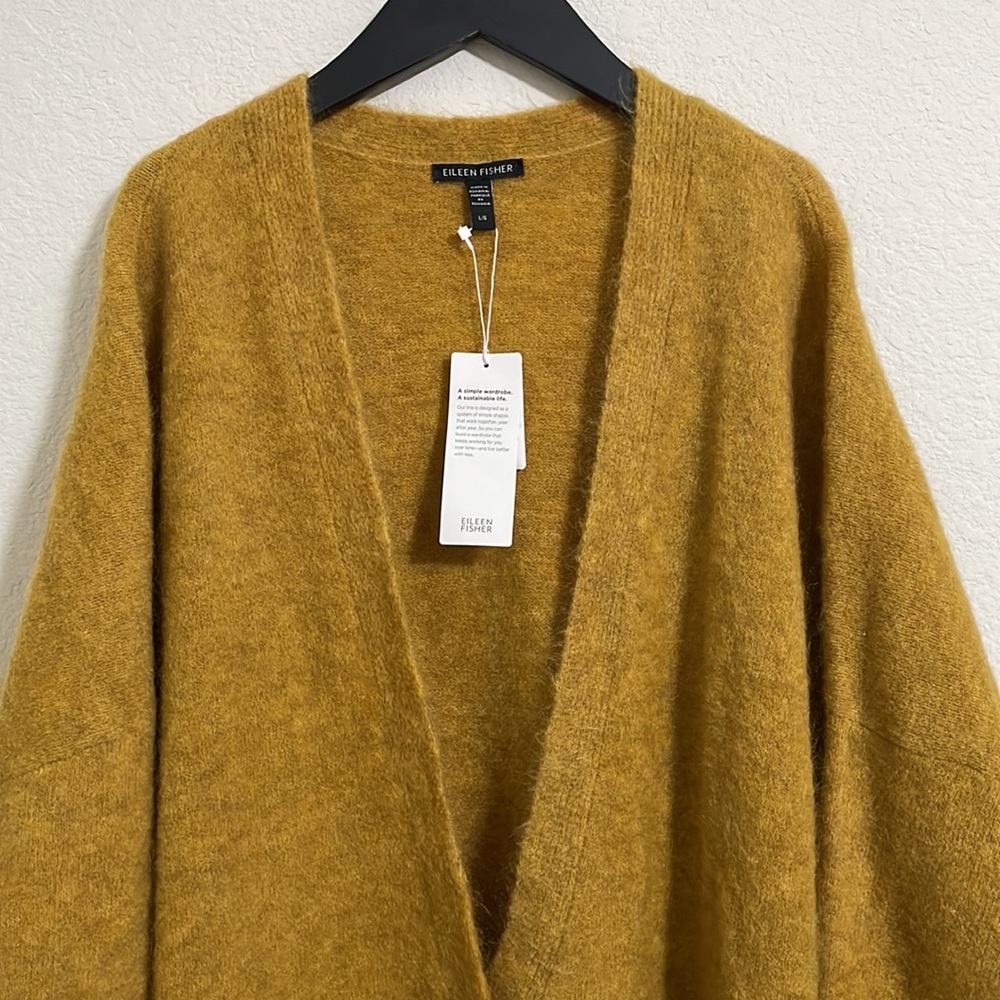 NWT EILEEN FISHER Mohair Plush Melange V-Neck Cardigan - Picture 7 of 11